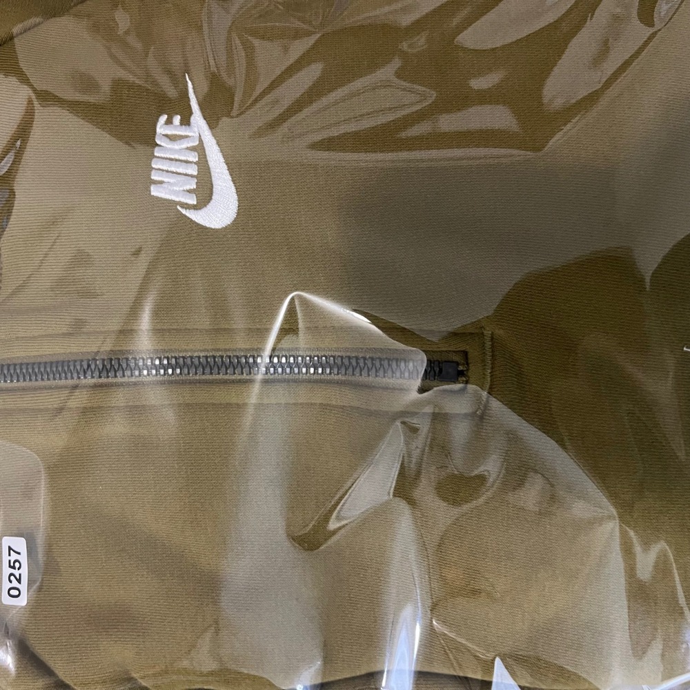 Nike Quarter Zip Hoodie Olive Green Big Logo Mens Small - Picture 8 of 8
